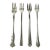 Vintage Boho Chic Hollywood Regency Coastal Eclectic Silverplate Seafood Forks - Set of 4 For Sale