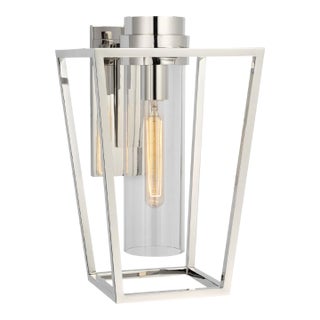 Ian K. Fowler for Visual Comfort Signature Presidio Small Bracketed Sconce in Polished Nickel with Clear Glass For Sale