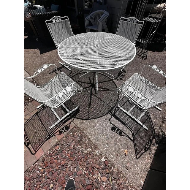 Circa 1960’s Vintage Russell Woodard Patio 48” Table + 4 Rocking