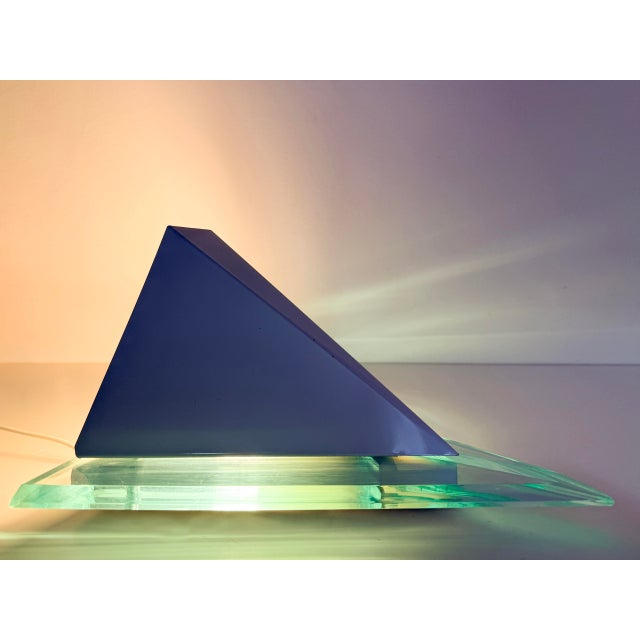 Vintage Postmodern Acrylic and Metal White Triangular Wall Lamp by Happy Light, 1980s For Sale - Image 6 of 17