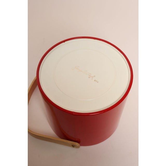 Mid Century Modern Red Vinyl and Birch Insulated Ice Bucket by Georges Briard For Sale - Image 13 of 14