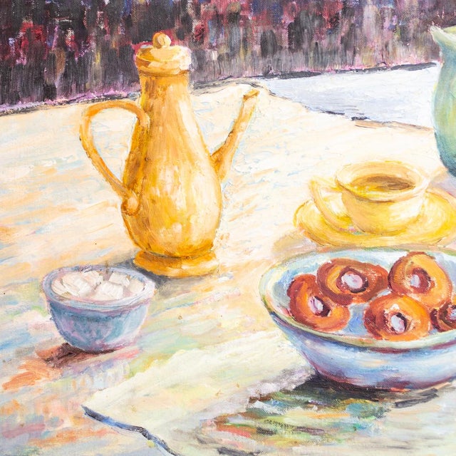 Still Life Painting Pastel Kitchen Breakfast Coffee And