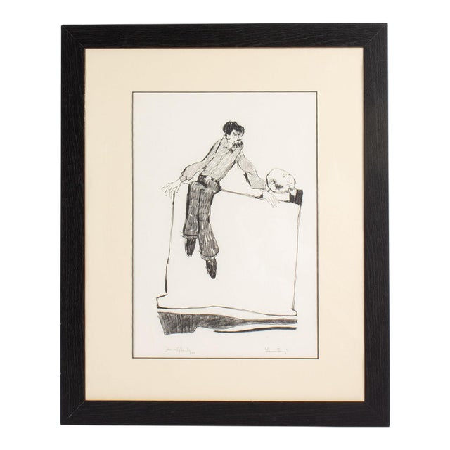 1969 “Commentary” Charcoal Drawing by James L. Bruch For Sale