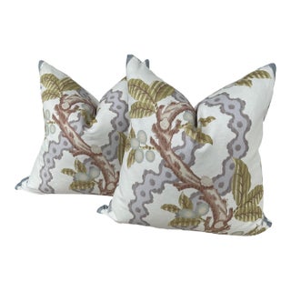 Brunschwig & Fils "Josselin" - Slate and Grey 22" Down-Filled Pillows - a Pair For Sale