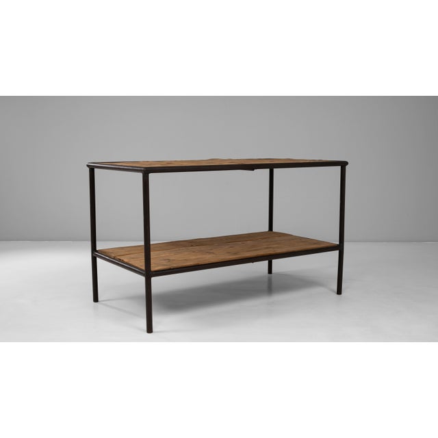 Mid 20th Century 20th Century French Industrial Wooden Table On Metal Base For Sale - Image 5 of 18