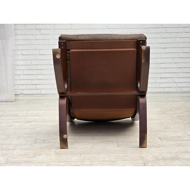 Scandinavian Armchair in Brown Leather, 1970s For Sale - Image 16 of 18