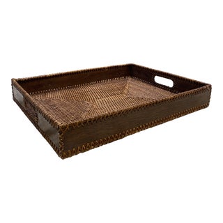 Early 21st Century Wood & Rattan Breakfast Tray For Sale