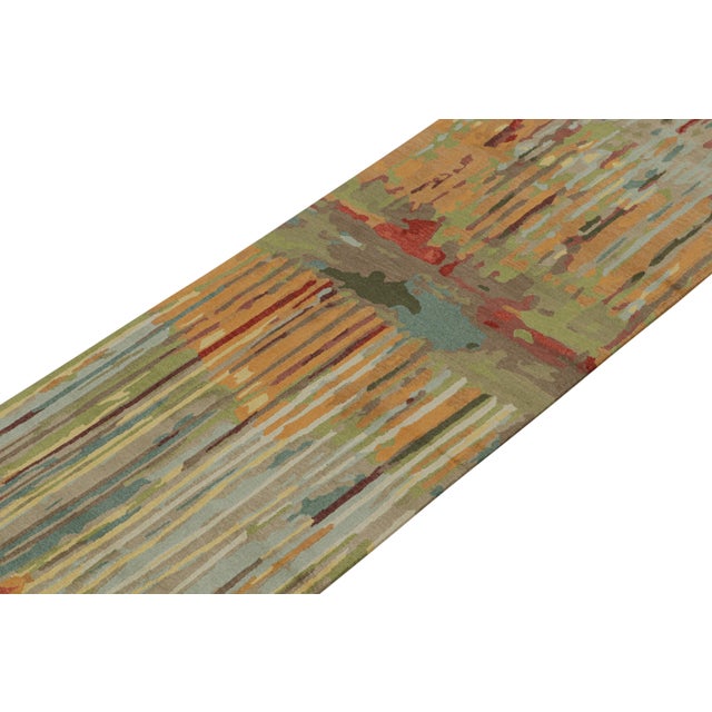 Hand-knotted in wool and silk, this 3x12 abstract runner is a new addition to the Modern Collection by Rug & Kilim. On the...