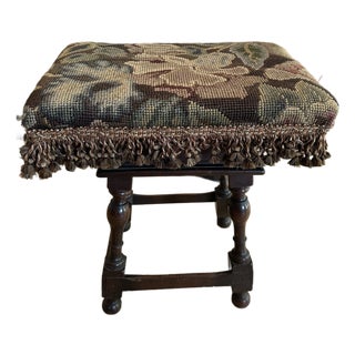 Antique Jacobean Revival Oak Footstool For Sale