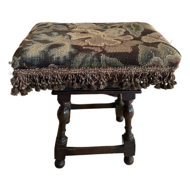Antique Jacobean Revival Oak Footstool For Sale
