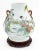 Chinese Famille Verte Porcelain Hu Vase, hand-enameled with courtly landscape and with two applied loop form handles, blue...