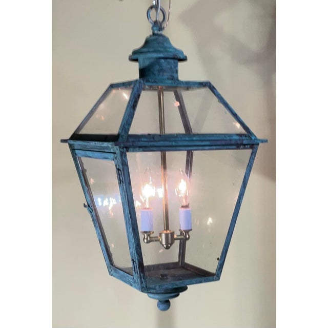 Vintage Solid Hanging Brass Lantern - A Timeless Piece With a Beautiful Patina For Sale - Image 9 of 13