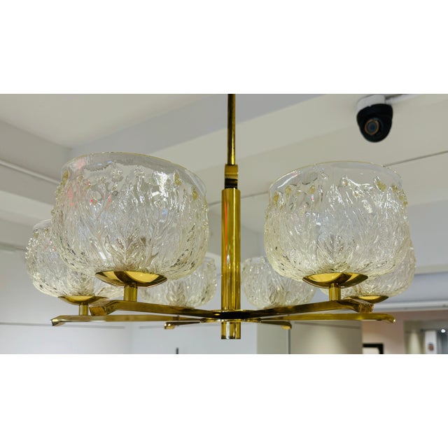 Swedish 1970s Mid Century Floral Glass Chandelier Pendant For Sale - Image 10 of 11