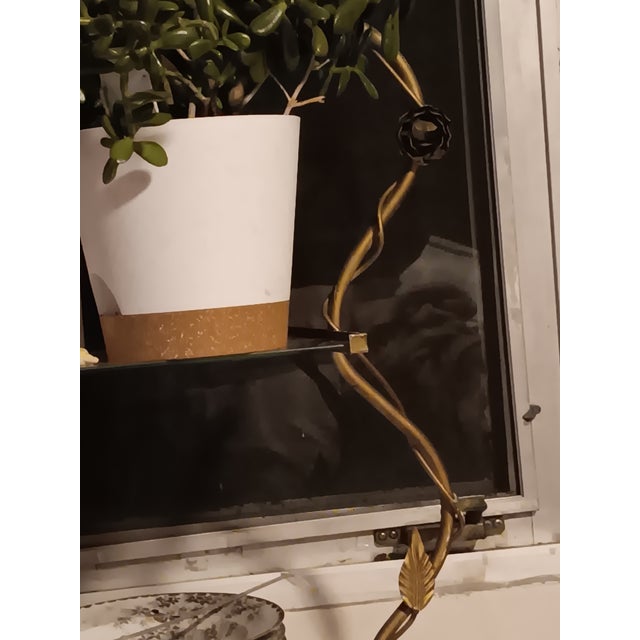 Mid Century Italian Original Gold Metal and Glass Etagere/Plant Stand For Sale - Image 9 of 11