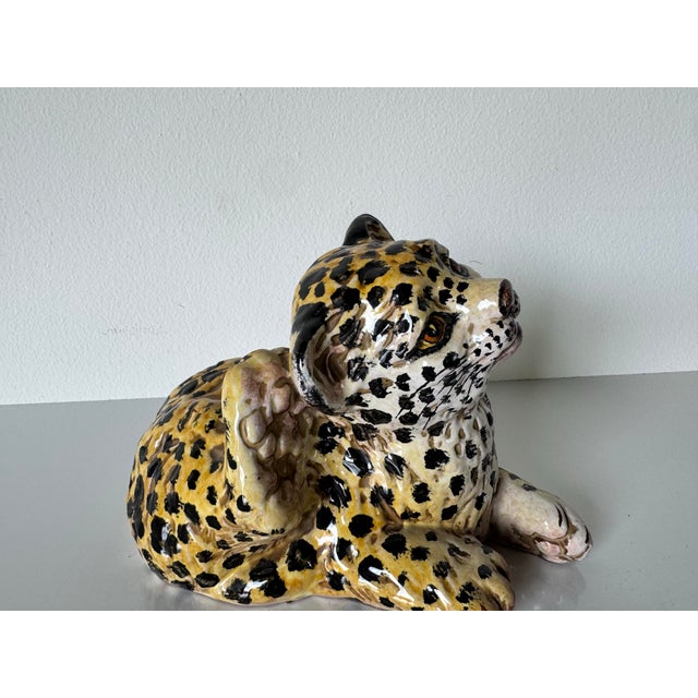 Ceramic Italian Vintage Tiger Cub Decorative Figurines - A Pair For Sale - Image 7 of 11