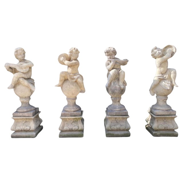 Garden Stone Sculpture Cherubs, 1950s, Set of 4 For Sale