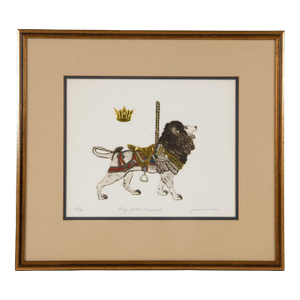 Late 20th Century Famed Etching "King of the Carousel" Limited Edition 27/75 by Jane M. Burke, Framed