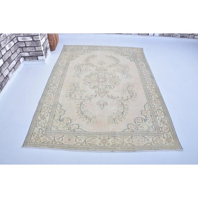 1960s Handmade Vintage Natural Pale Turkish Carpet For Sale - Image 11 of 11