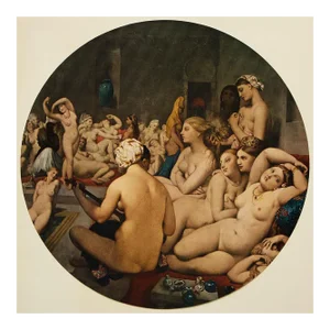 1955 After Jean Auguste Dominique Ingres "Turkish Women at the Bath", Vintage Full-Color Print