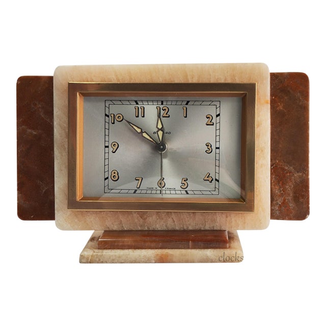 1955 Bayard Bedside Alarm Clock With Onyx Base For Sale