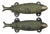 Green Brass Fish Door Handles, a Pair For Sale