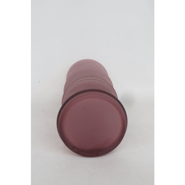 Purple Frosted Glass Vase Vintage Bamboo Hooped Mid Century Modern Style 4746b For Sale - Image 10 of 11