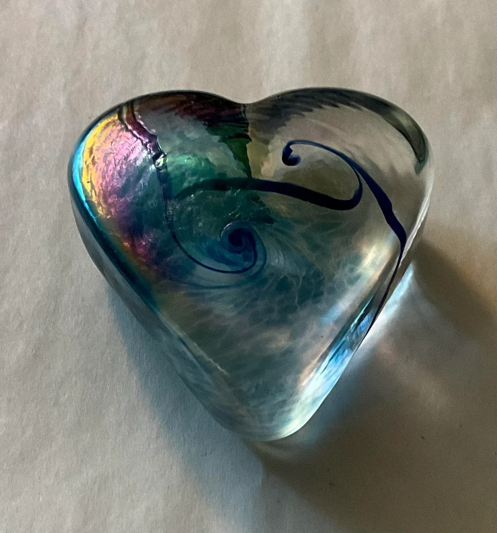 1980s Heart Art Glass by Canadian Artist Robert Held - Etch Signed
