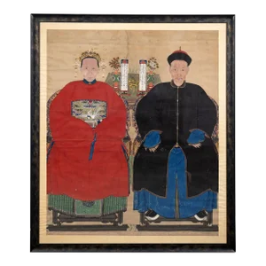 Chinese Late Qing Period Framed Ancestor Portrait