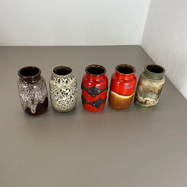 Vintage Pottery Fat Lava 231-15 Vases from Scheurich, Germany, 1970s, Set of 5 For Sale - Image 4 of 18