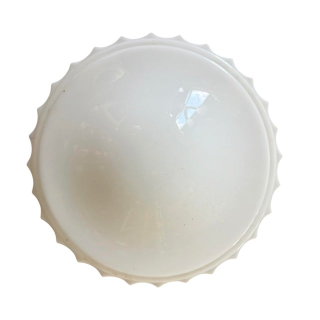 Contemporary 1920s Ribbed School House Style Light Fixture With Embossed Canopy For Sale - Image 3 of 9