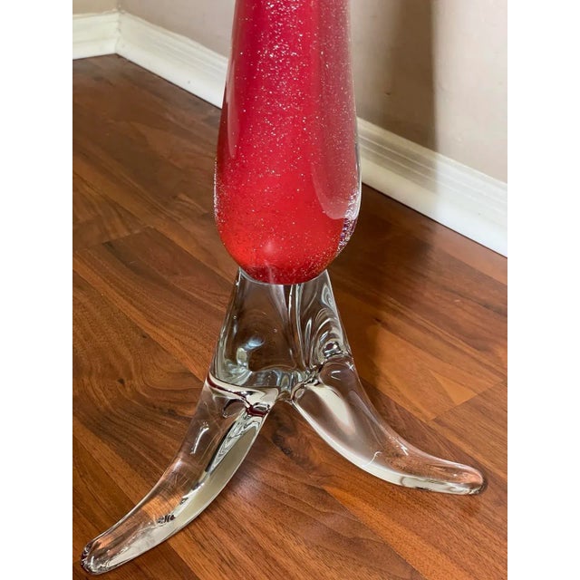 Murano 45” Tall Mid Century Modern Italy Aventurine Glass Floor Vase Red With Silver Flecks For Sale - Image 4 of 12