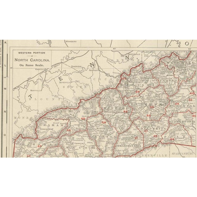 19th Century Antique Map of North Carolina The Tar Heel State by Ran McNally, 1899 For Sale - Image 5 of 12