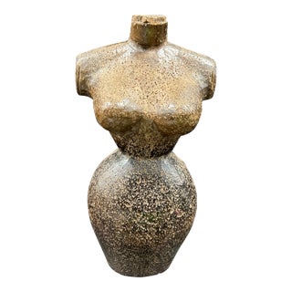 Late 20th Century Carved Wood Female Torso Sculpture For Sale