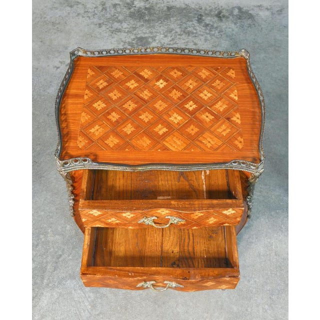Napoleon III Bedside Table in Inlaid Wood, 1800 For Sale - Image 6 of 18