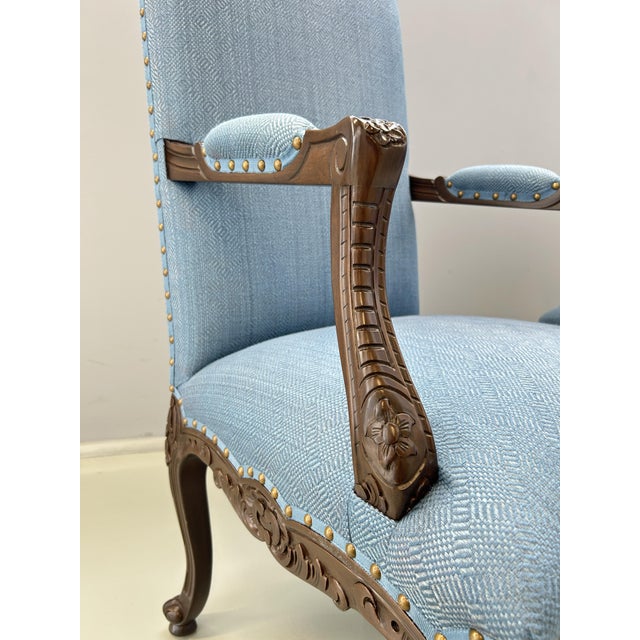 Wood Louis XV Head Chair in Wood and Upholstery For Sale - Image 7 of 12