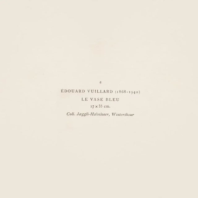 1940s 1947 After Edouard Vuillard "The Blue Vase", First Edition Parisian Offset Lithograph For Sale - Image 5 of 8