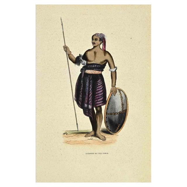 Auguste Wahlen, Guerrier de L'ile Sawoe, Lithograph, 1844 For Sale