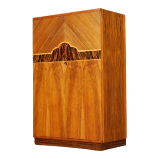 1930s Art Deco Gentleman's Armoire in English Walnut For Sale