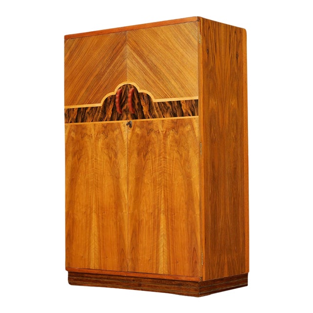 1930s Art Deco Gentleman's Armoire in English Walnut For Sale