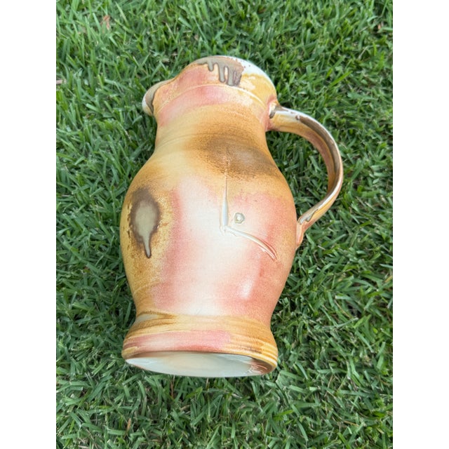 Vintage Handcrafted Studio Pottery Glazed Pitcher For Sale - Image 4 of 11