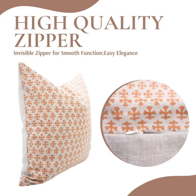 Art Deco Fabdivine Cozy Throw Pillow Covers Handmade Block Print for Bedroom & Living Room Size 24x24- Bindika For Sale - Image 3 of 5