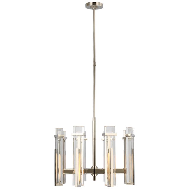 Ian K. Fowler for Visual Comfort Signature Malik Medium Chandelier in Polished Nickel with Crystal For Sale