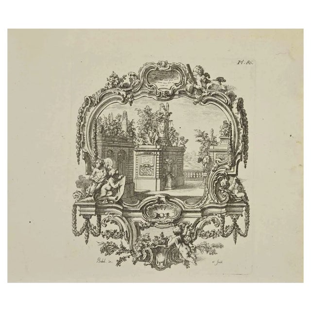 Jean François Poletnich, Dreamy Landscape, Etching, 18th Century For Sale