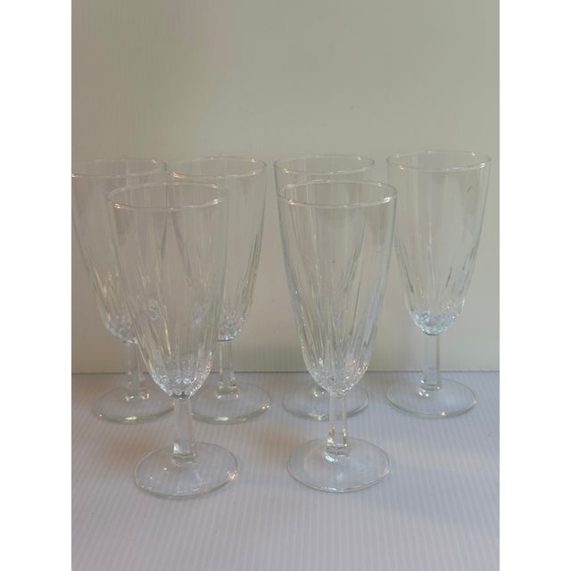 1970s "Diamant" Crystal d'Arques-Durand France 6" Tall Champagne Fluted Set of Six(6) For Sale - Image 14 of 18