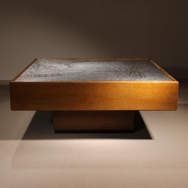 Oak & Etched Metal Coffee Table by Heinz Lilienthal, Germany, 1970s For Sale - Image 11 of 17
