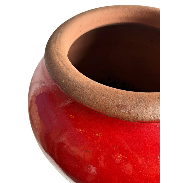 Vintage Tall Red Ceramic Urn For Sale - Image 4 of 7