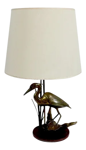 Great Brass Heron Table Lamp, 1970s
