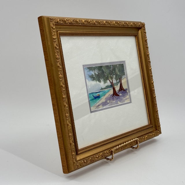 Paint Original Watercolor Signed by Lorna Griggs, Cayman Islands Landscape For Sale - Image 7 of 11