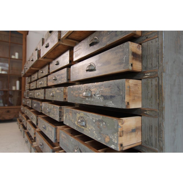 Large Original Painted Pine Workshop Drawer Cabinet, 1920s For Sale - Image 11 of 18