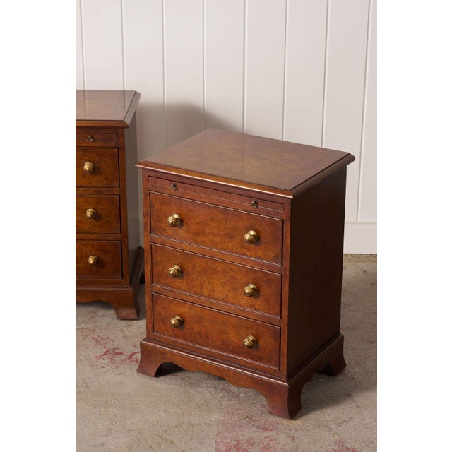 Pair of Georgian Style Burl Bedside Chests For Sale In Charleston - Image 6 of 13
